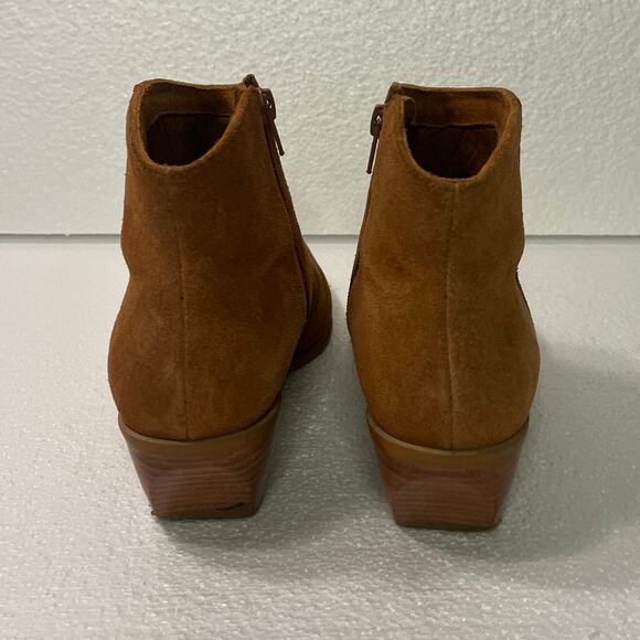 ABLE Chalsea Almond Toe Suede Ankle Western Booties Women's sz. 8 in Cognac - Picture 4 of 7